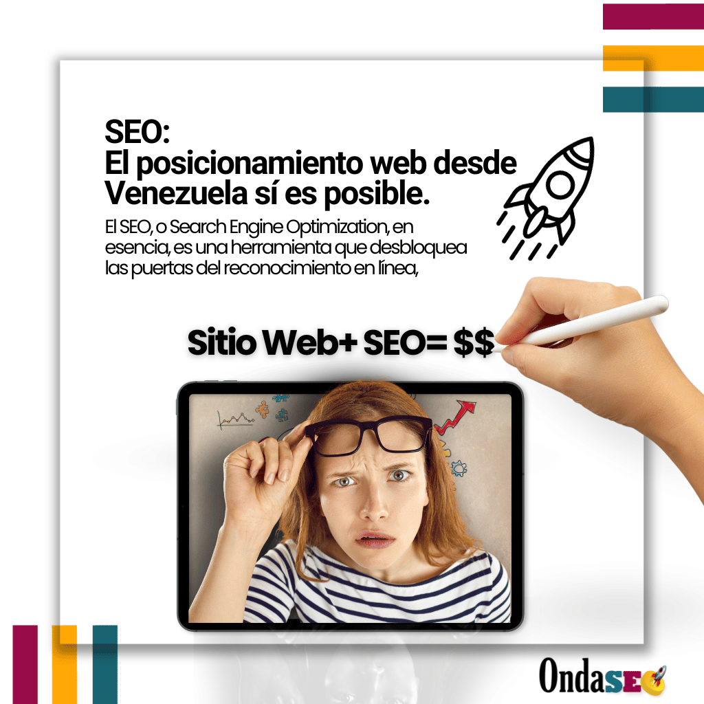 muestra ecuación web más SEO igual a dinero para SEO en Venezuela