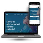 Muestra una tienda en línea con diseño que se adapta a todos los dispositivos