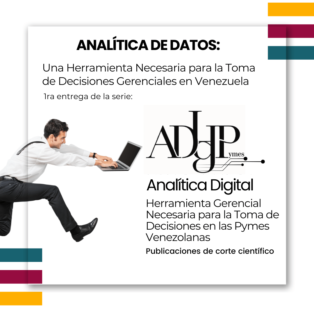 Muestra hombre corriendo con laptop para leer el artículo Analítica de datos herramienta necesaria para toma de decisiones empresariales en Vzla.