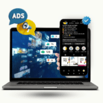 Muestra dispositivos con servicios de marketing digital en redes sociales