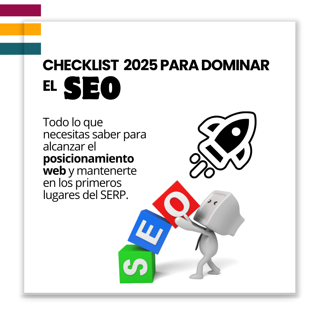 Muestra título "Optimización web: Dominar SEO en el 2025" y animación de una Pc con la palabra SEO