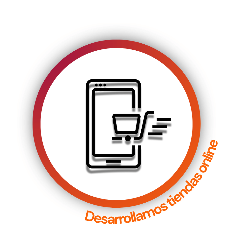 Muestra icono de diseño web de tiendas online