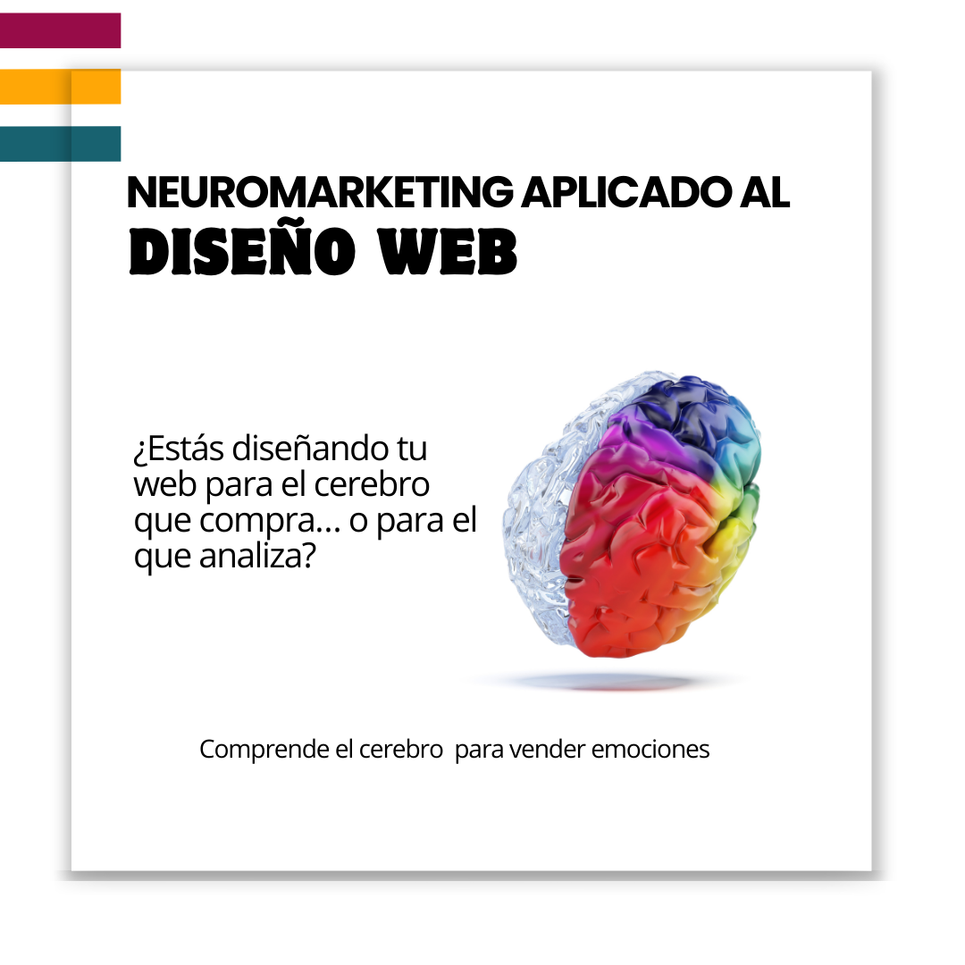 se muestra cerebro de colores como parte activa que actua viendo el neuromarketing aplicado al diseño web
